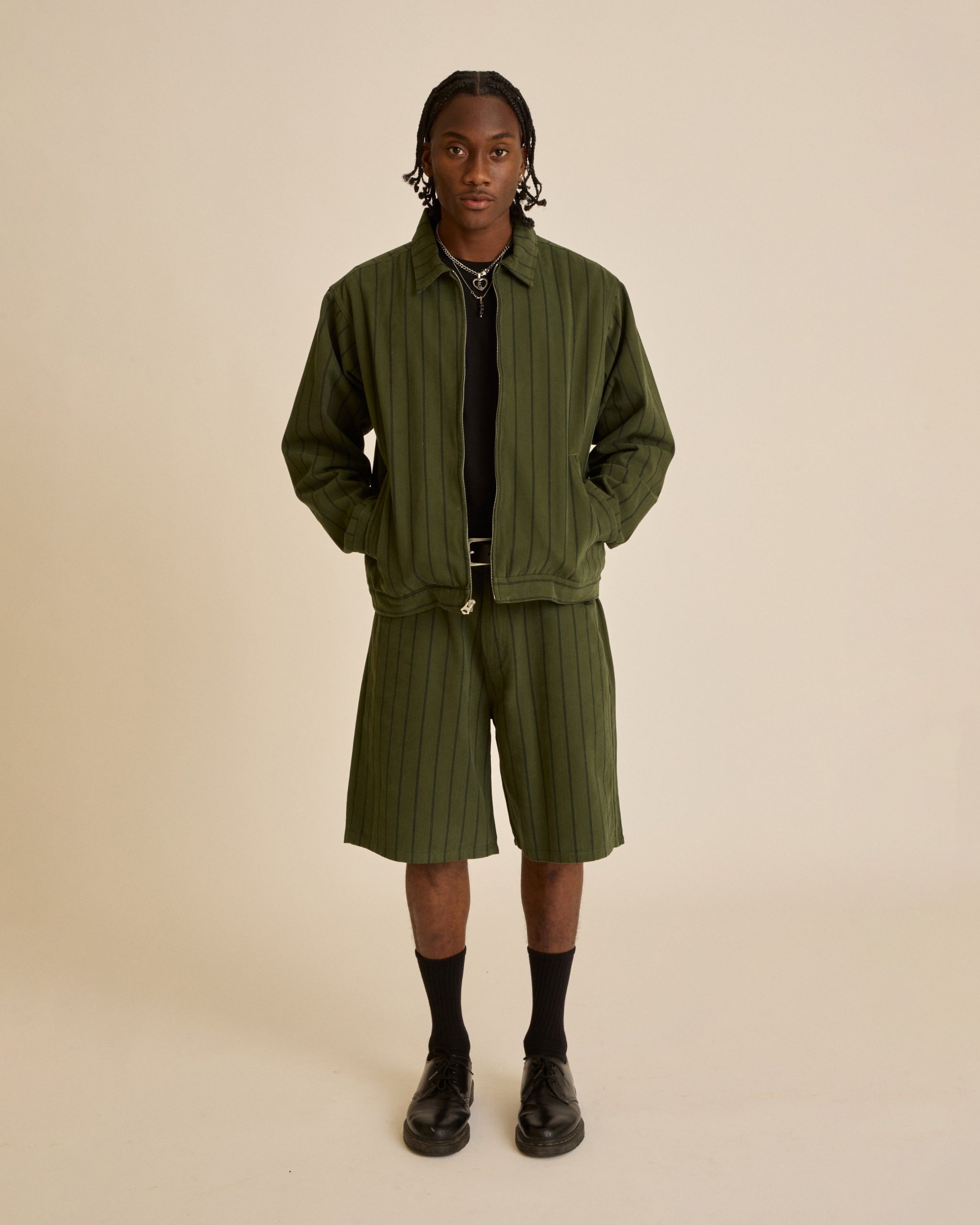 STRIPE BAGGY DENIM SHORT - Image 3